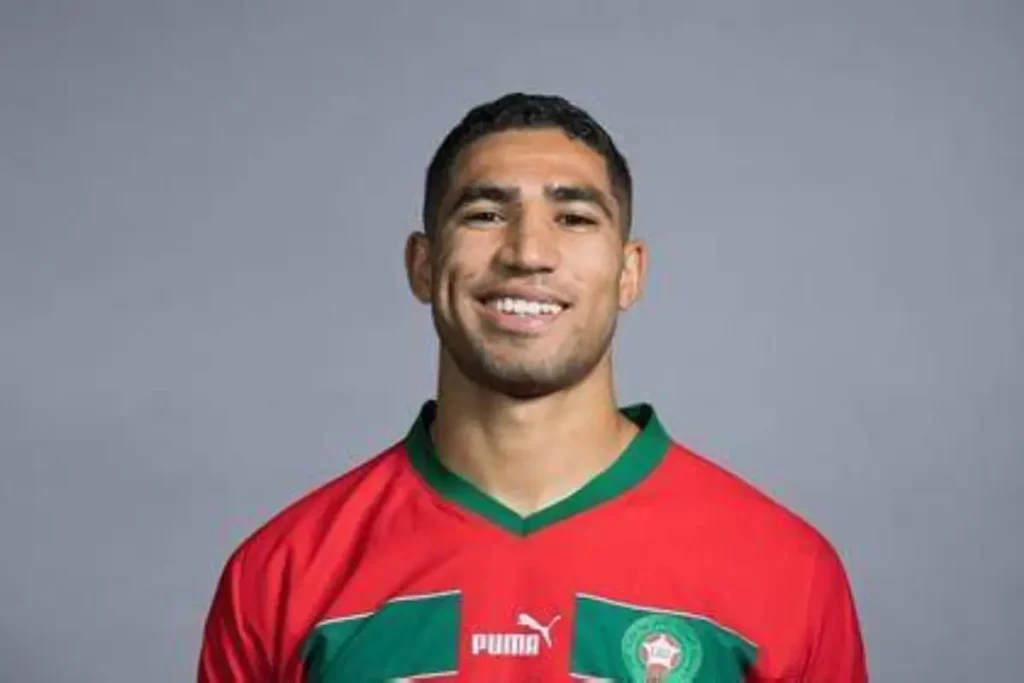 Achraf Hakimi, Moroccan professional footballer and PSG right-back, during a match