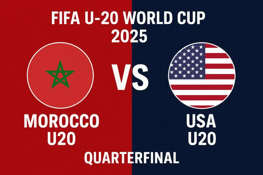 Morocco U20 Makes History: Semifinal Bound Morocco U20 players celebrating their historic semifinal qualification after defeating USA.