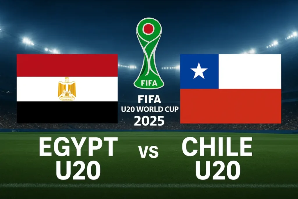 U20 Egypt vs Chile U20 with national flags and FIFA U20 World Cup 2025 logo in a stadium background
